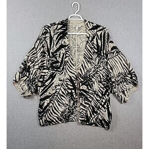 Coldwater Creek Black Ivory Knit Dolman Sleeve Button Up Sweater Women's Plus 3X